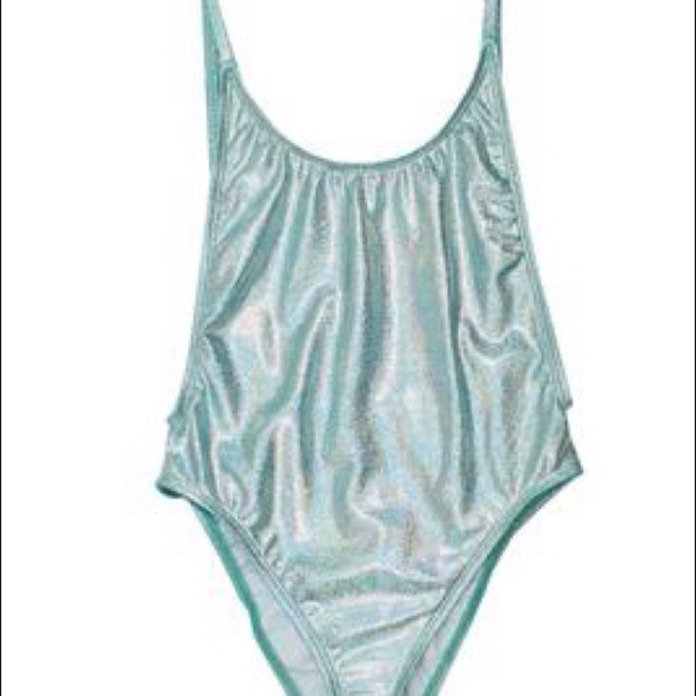 Shiny metallic one piece bodysuit/swimsuit